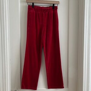 For Days XS Red Velour Lounge Pants Cotton Blend Easy Pull On Pants